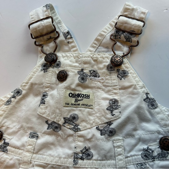 OshKosh B'gosh White Kids Overalls Dress with bikes 🚲 - Picture 2 of 7